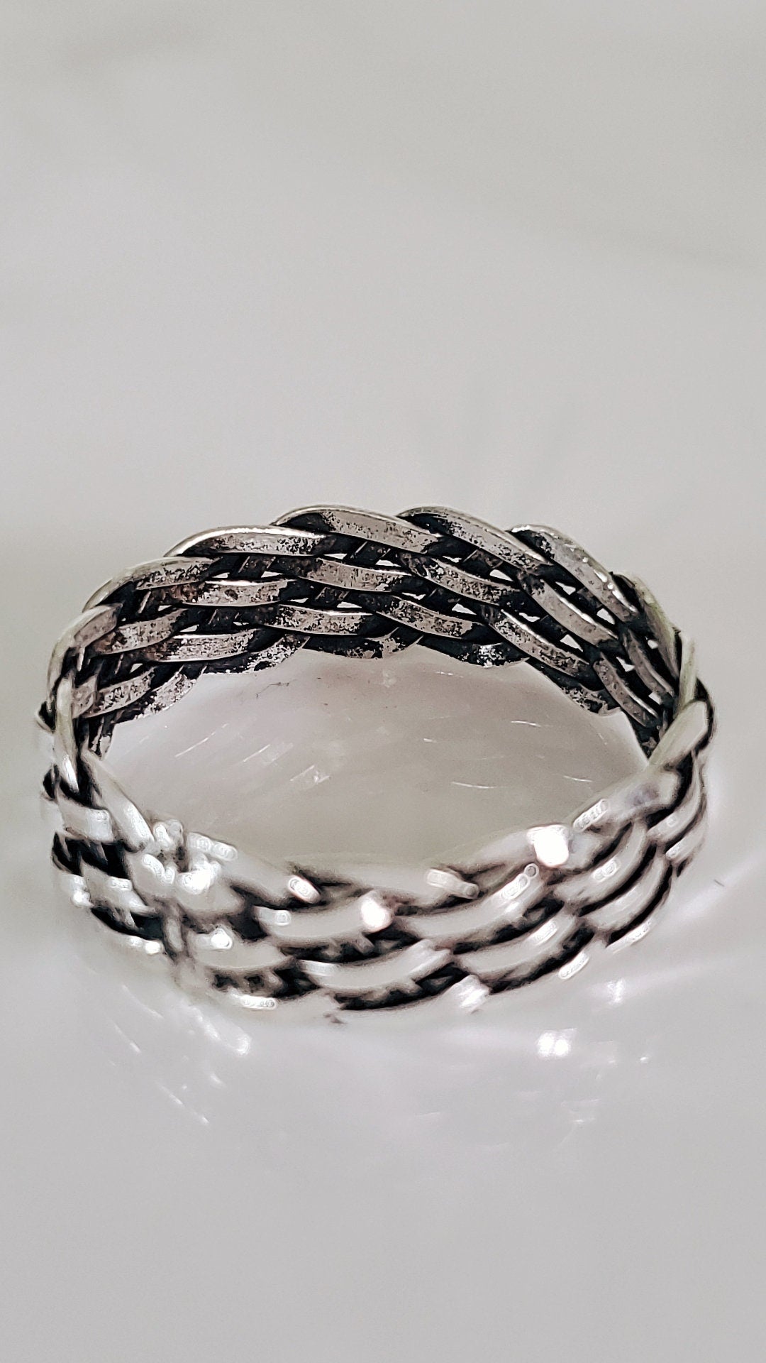 Sterling Silver Unisex Oxidized Braided Ring - view 6