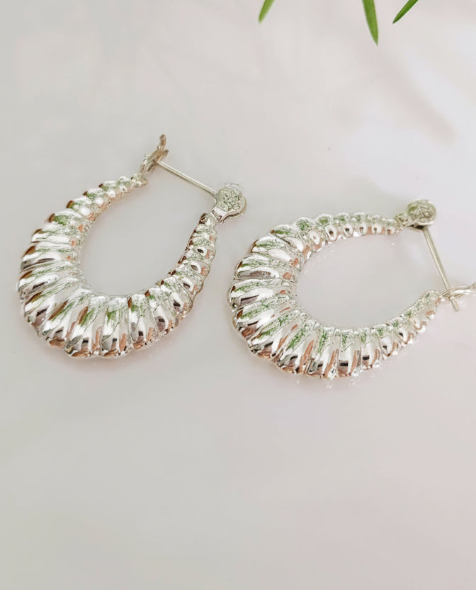 Sterling Silver 925 Croissant Hoop Earrings - view 4