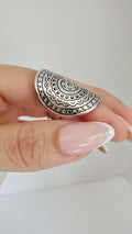 Sterling Silver 925 Chunky Bohemian Shield Ring - view 8