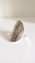 Sterling Silver 925 Chunky Bohemian Shield Ring - view 9