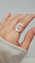 Sterling Silver Art Deco Geometric Cuff Ring - view 3