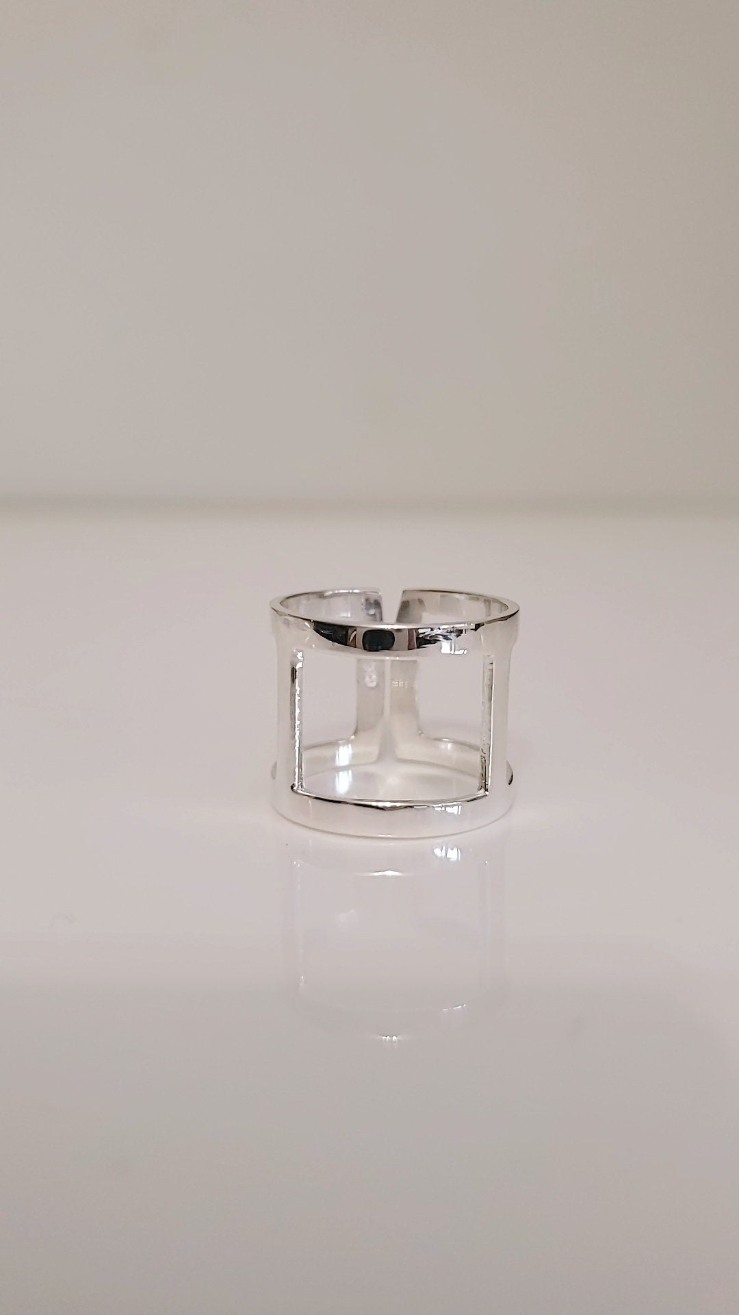 Sterling Silver Art Deco Geometric Cuff Ring - view 8