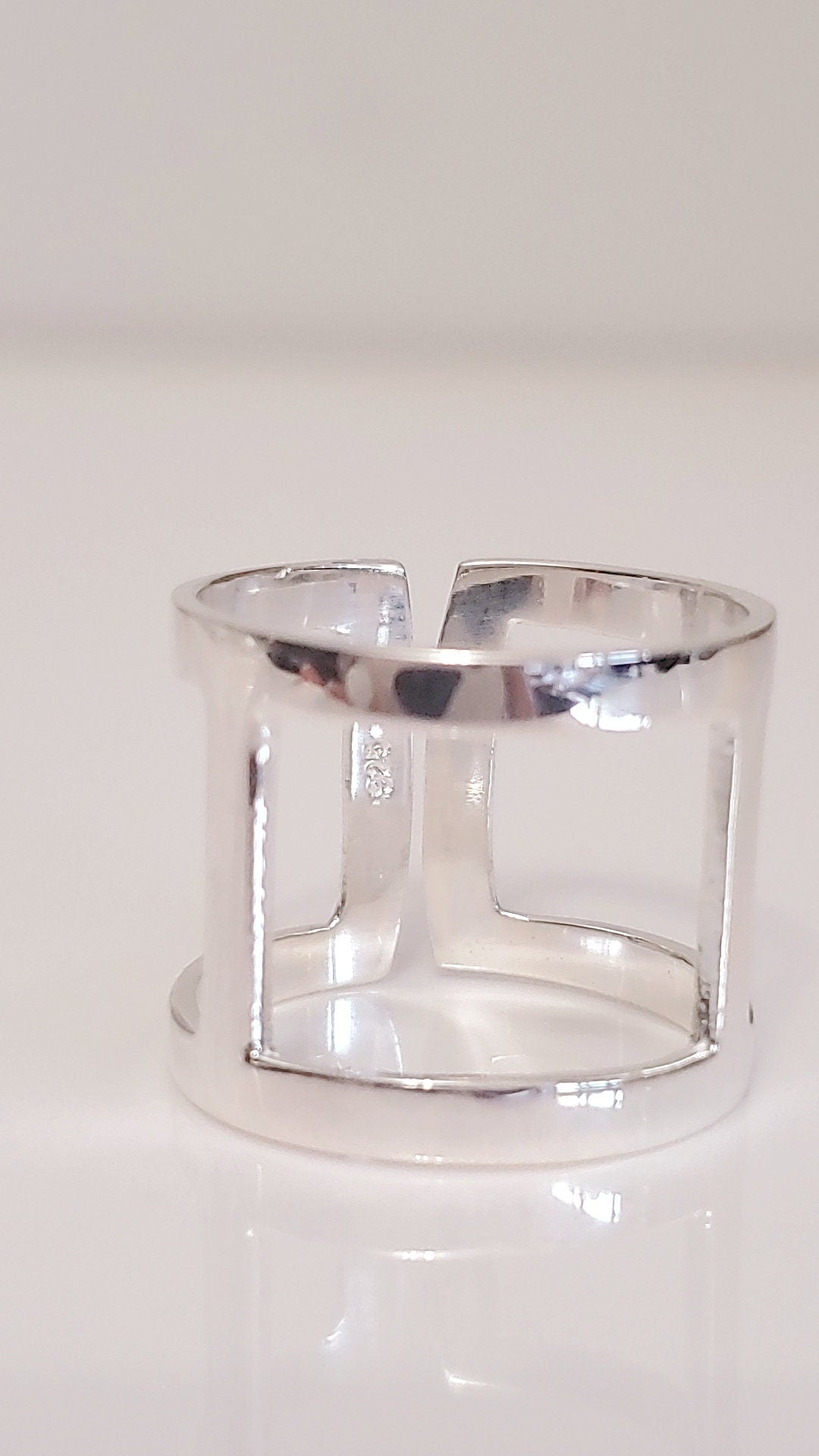 Sterling Silver Art Deco Geometric Cuff Ring - view 4