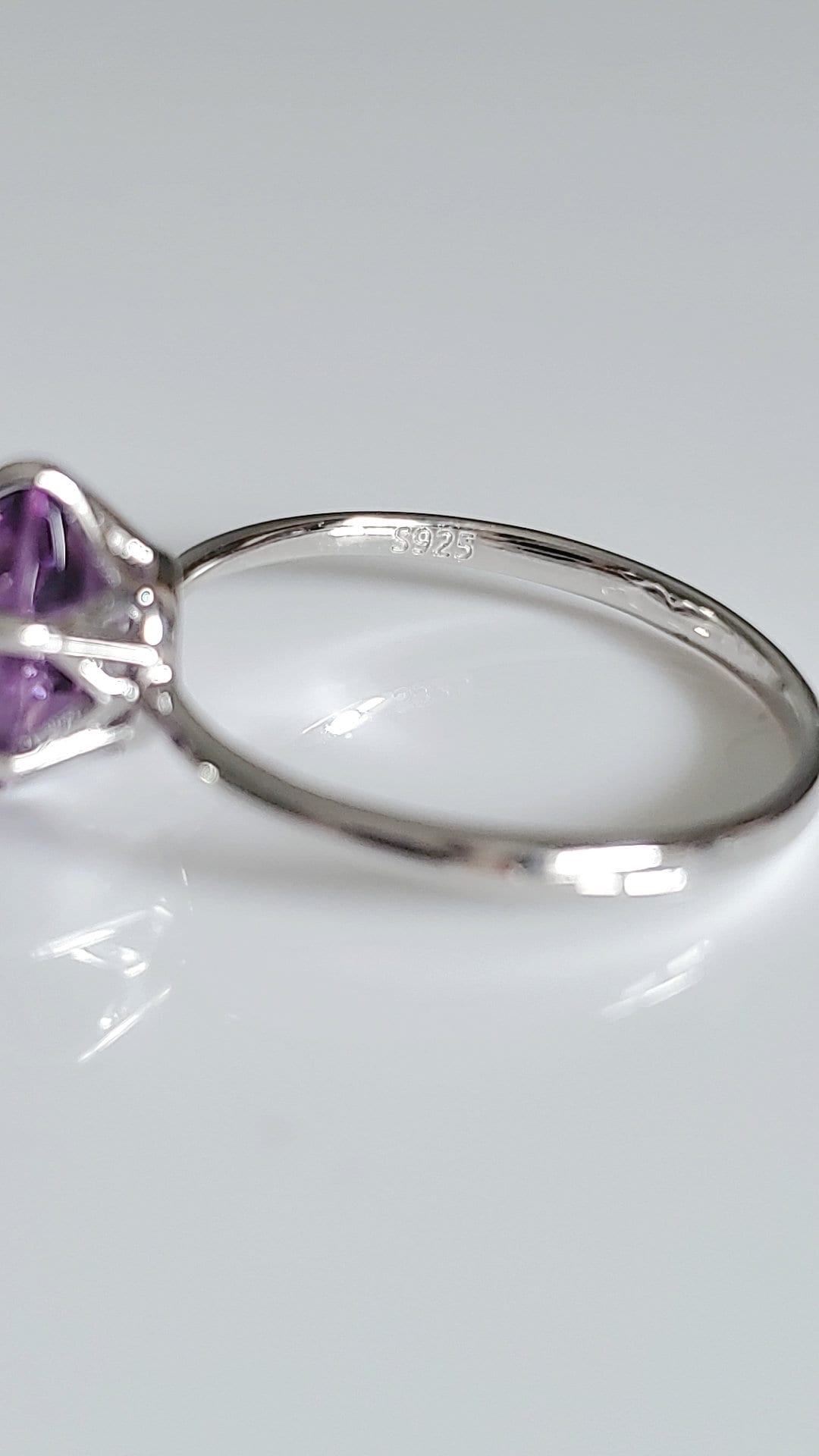 Sterling Silver Natural Amethyst Ring - view 3