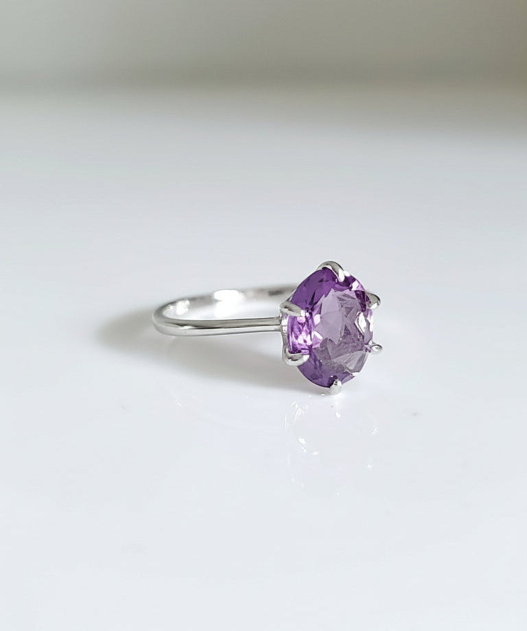 Sterling Silver Natural Amethyst Ring