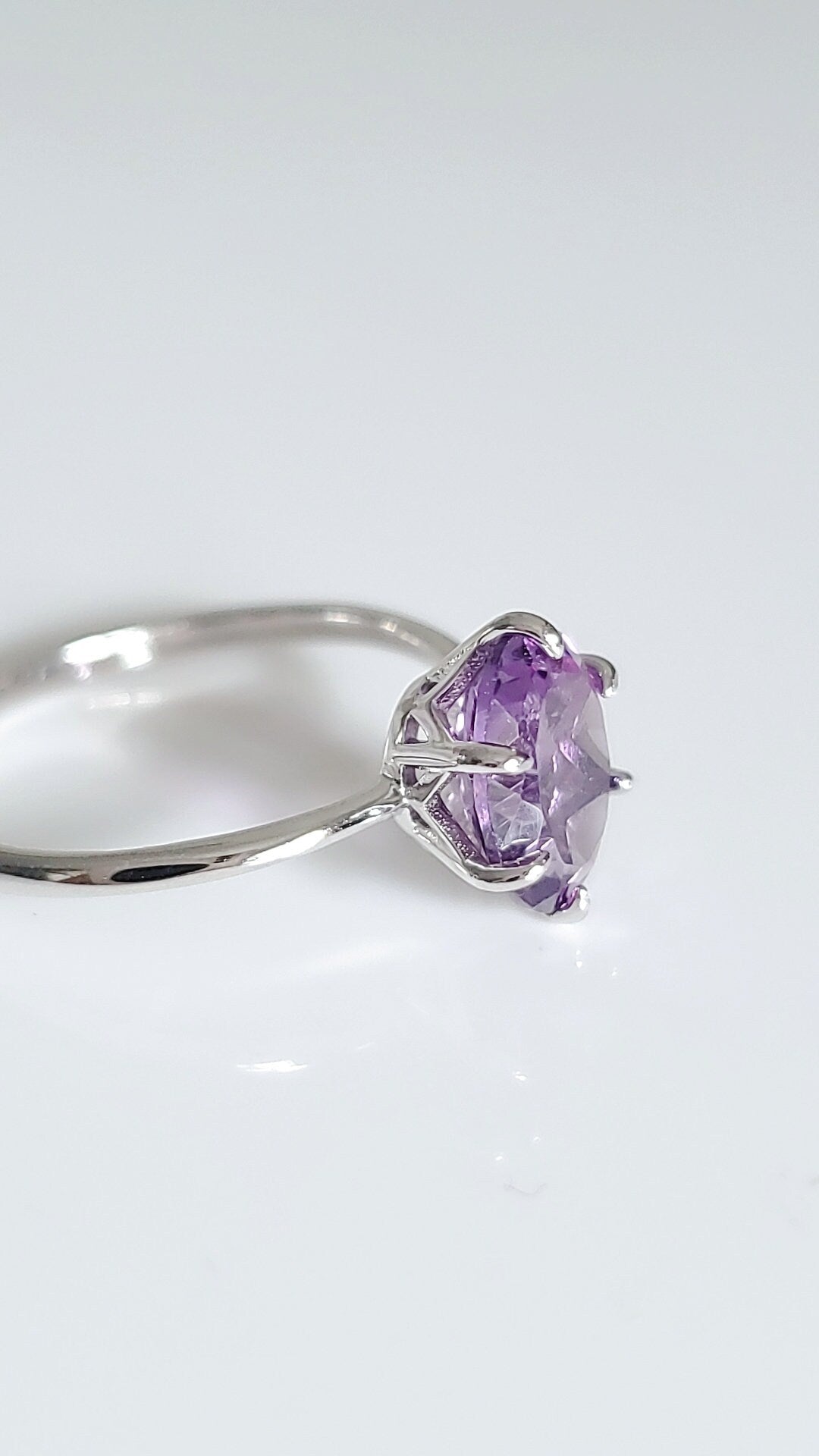Sterling Silver Natural Amethyst Ring - view 5