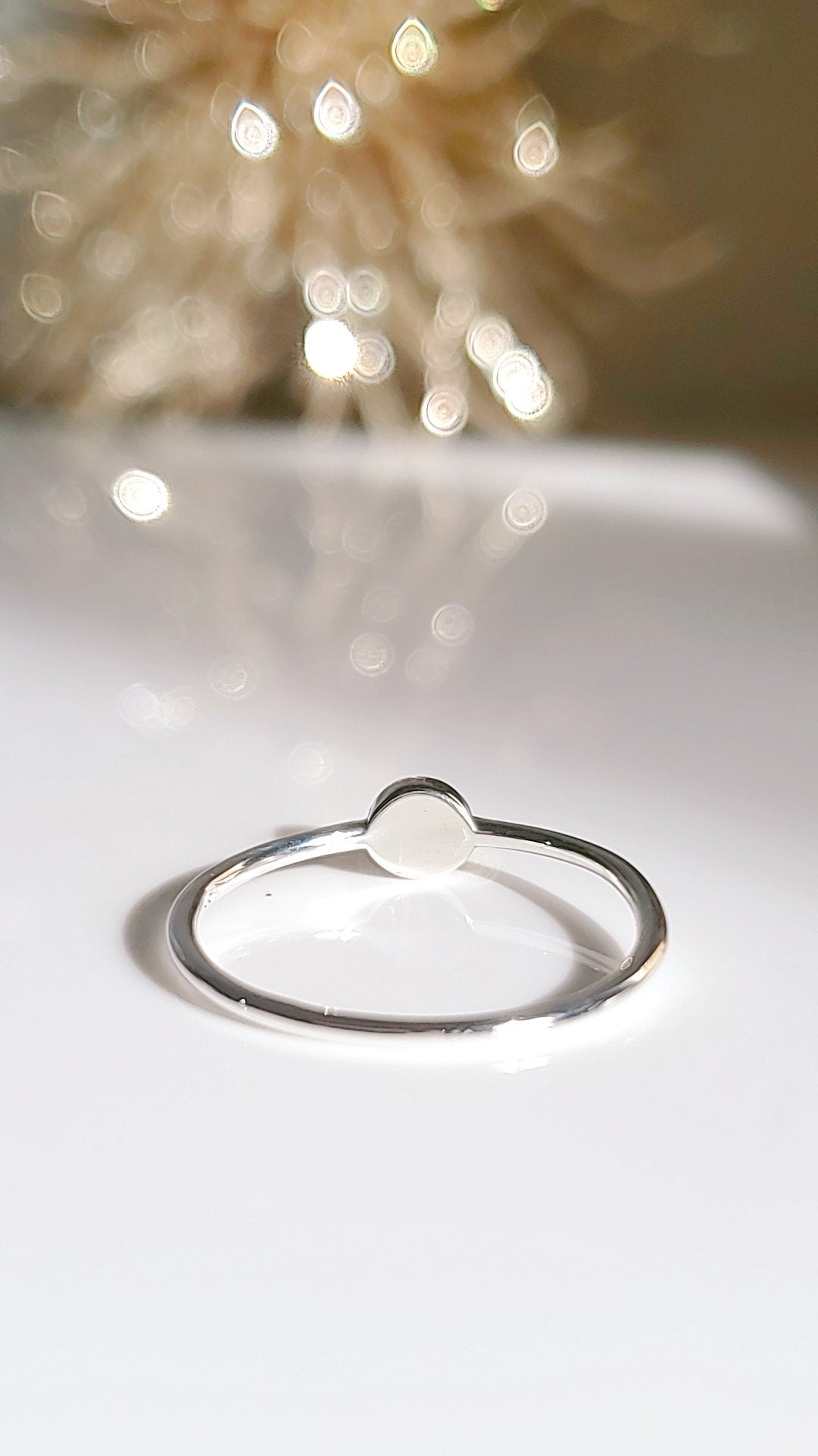 Sterling Silver Dainty Ocean Crescent Moon Ring - view 5