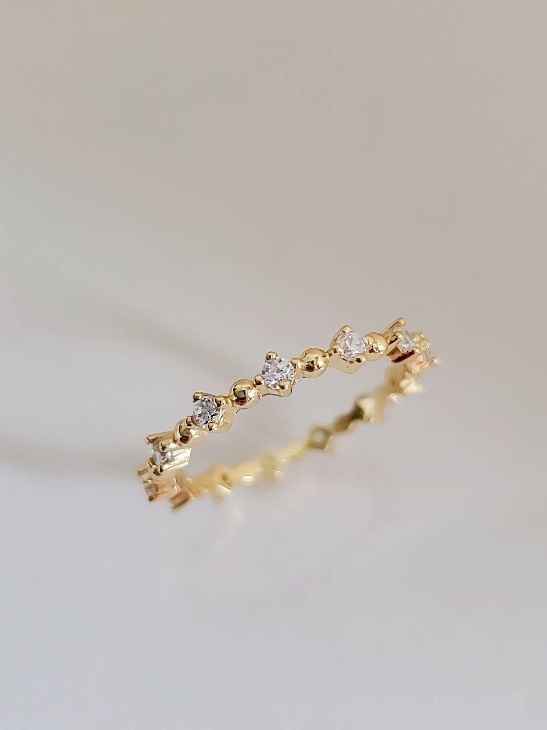 Sterling Silver Gold Eternity Band Ring - view 3