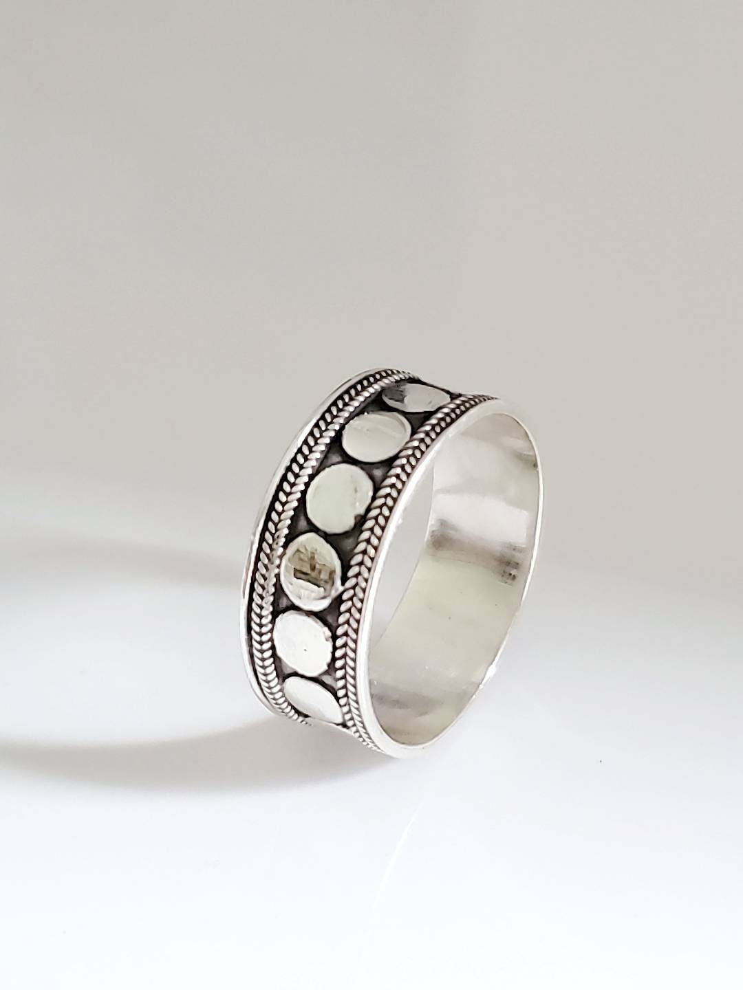 Sterling Silver Bali Unisex Band Ring