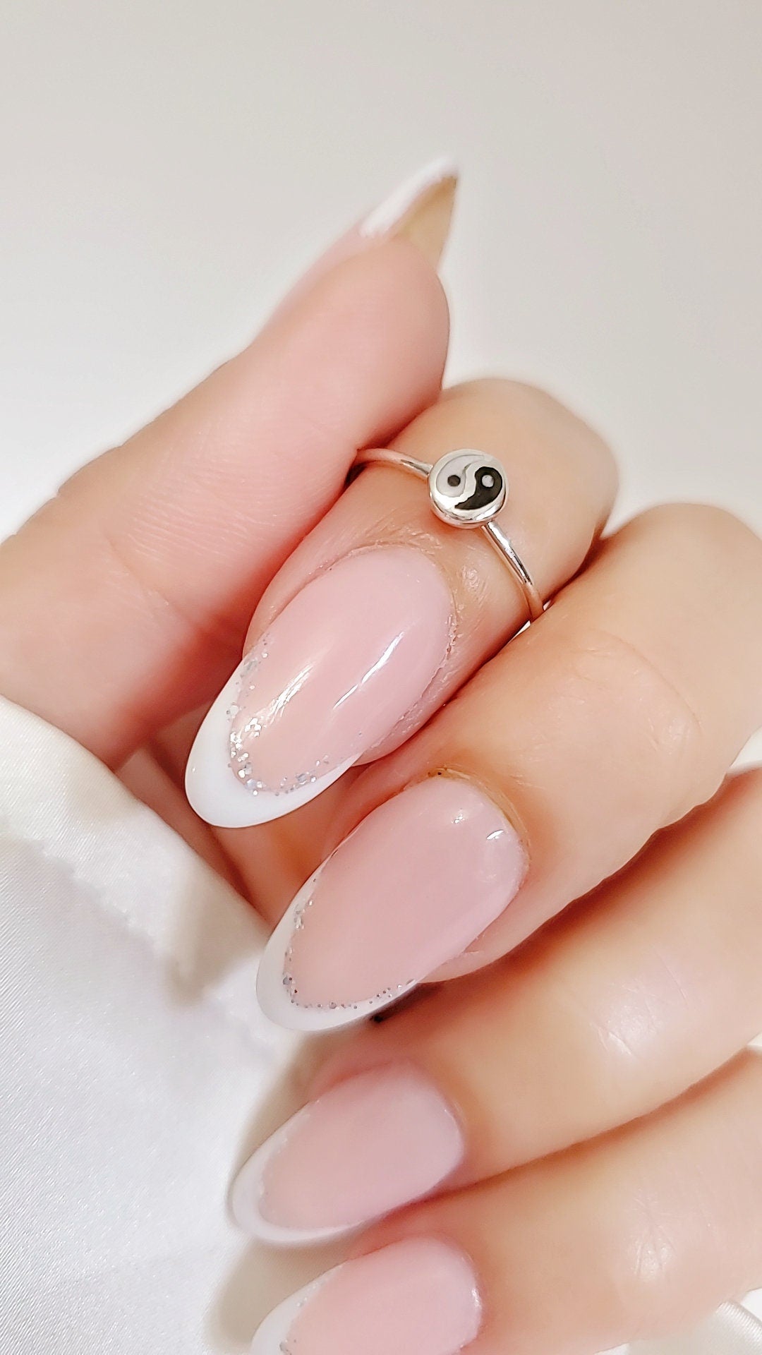 Sterling Silver Dainty Yin Yang Ring - view 2