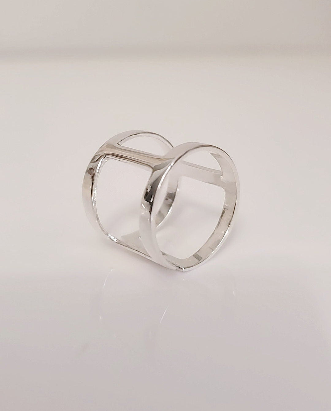 Sterling Silver Art Deco Geometric Cuff Ring - view 5