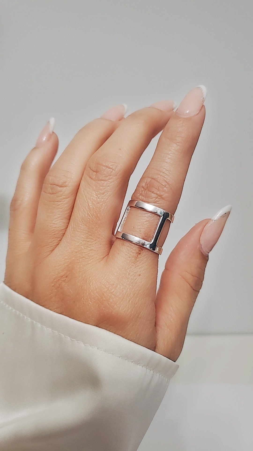 Sterling Silver Art Deco Geometric Cuff Ring - view 7