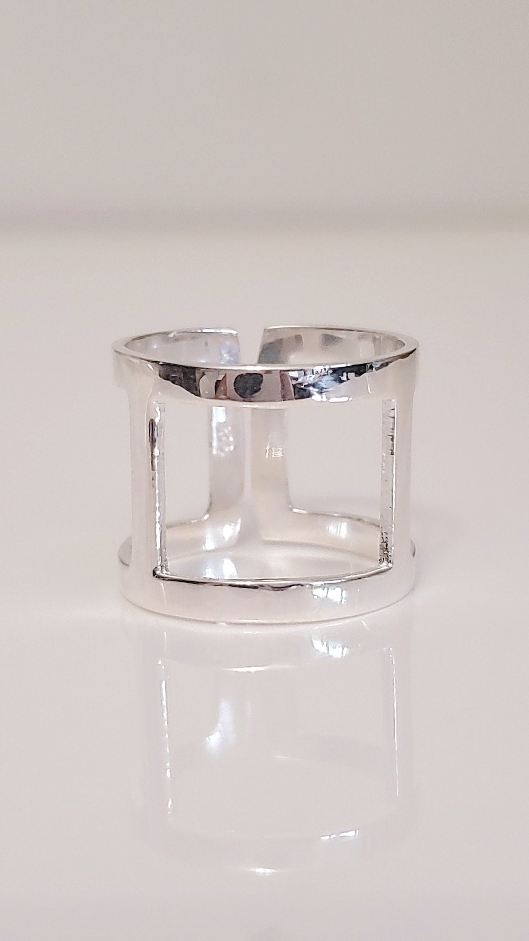 Sterling Silver Art Deco Geometric Cuff Ring - view 10