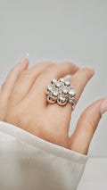Sterling Silver 925 Dangling Spheres Statement Bold Ring - view 7