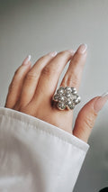 Sterling Silver 925 Dangling Spheres Statement Bold Ring - view 8