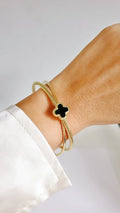 Black Flower Gold Bangle - view 2