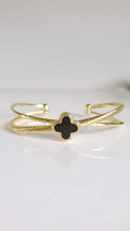 Black Flower Gold Bangle - view 5