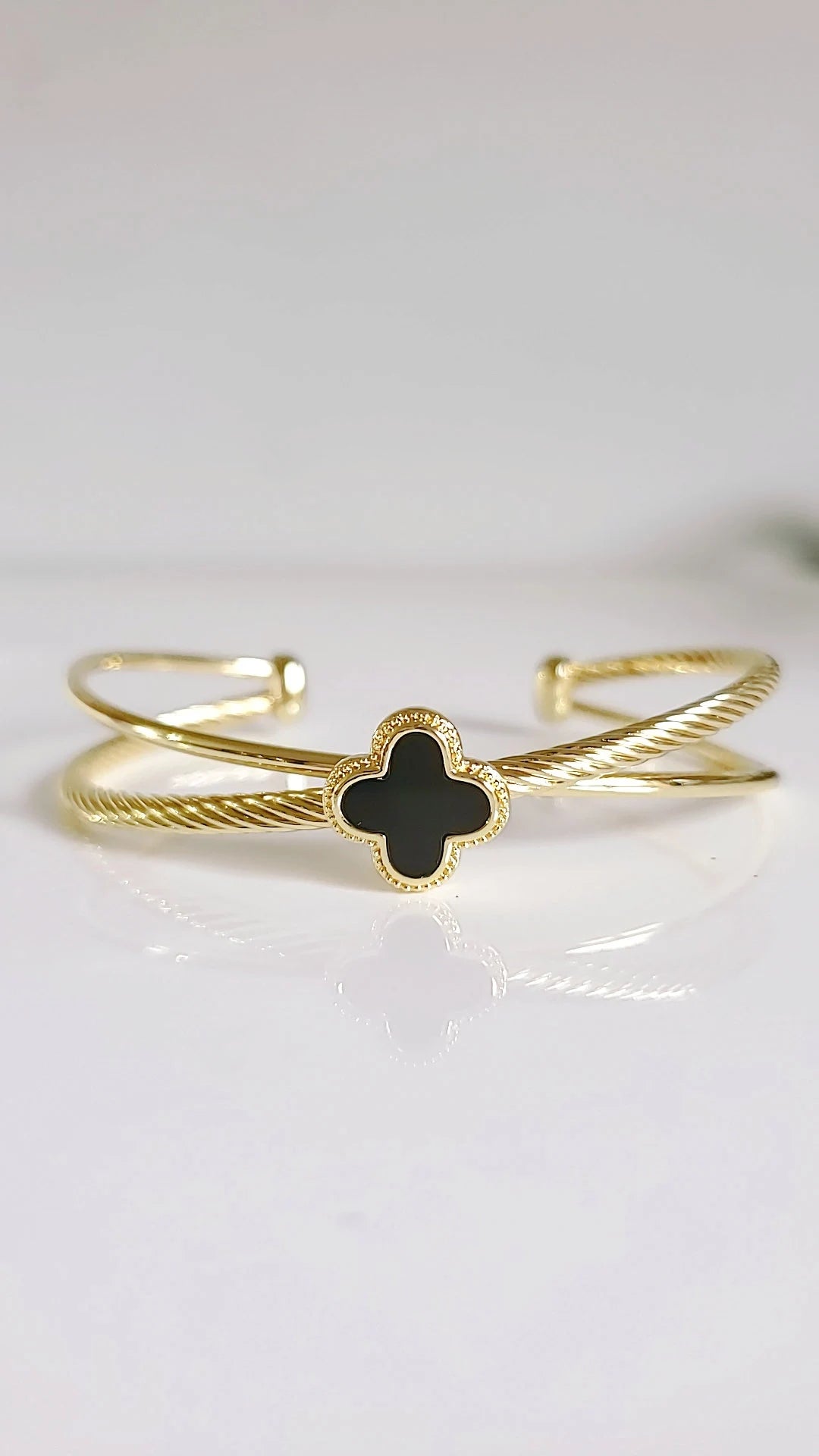 Black Flower Gold Bangle - view 5