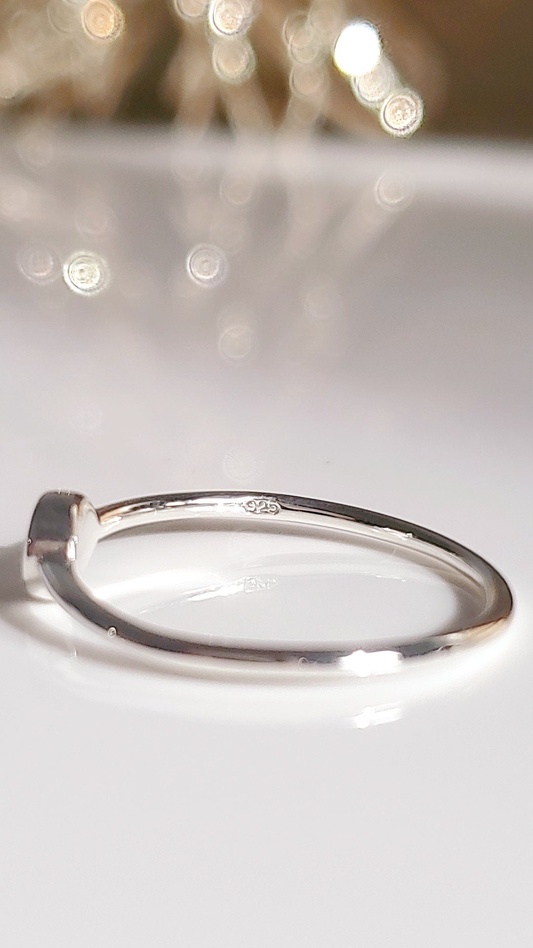 Sterling Silver Dainty Ocean Crescent Moon Ring - view 3