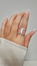 Sterling Silver Art Deco Geometric Cuff Ring - view 6