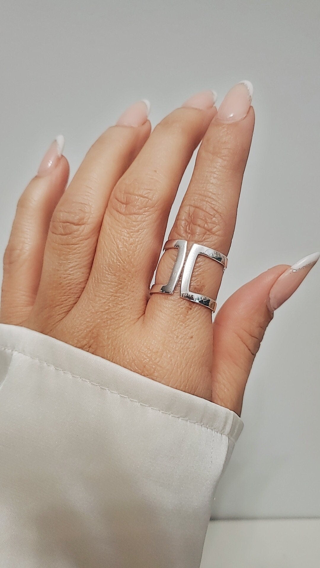 Sterling Silver Art Deco Geometric Cuff Ring - view 6