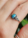 Sterling Silver Genuine Turquoise Vintage Ring - view 6