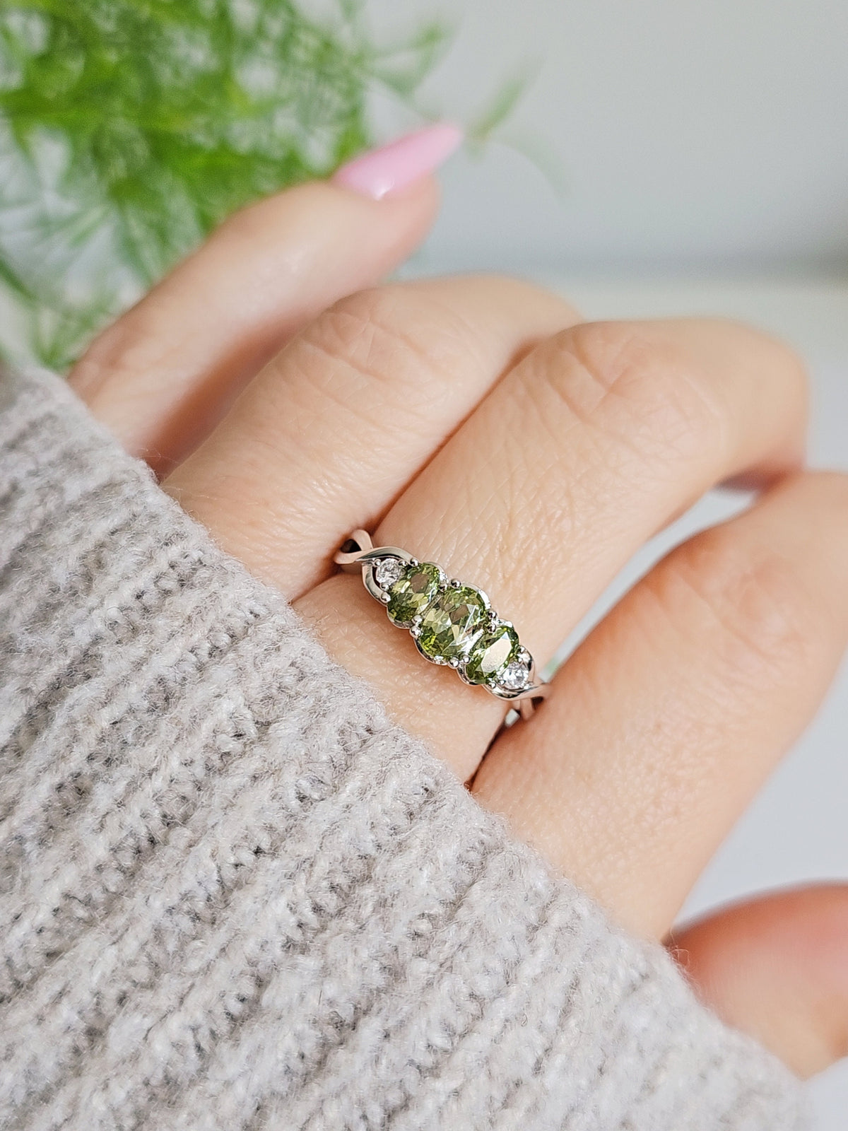 Sterling Silver Peridot Ring - view 4