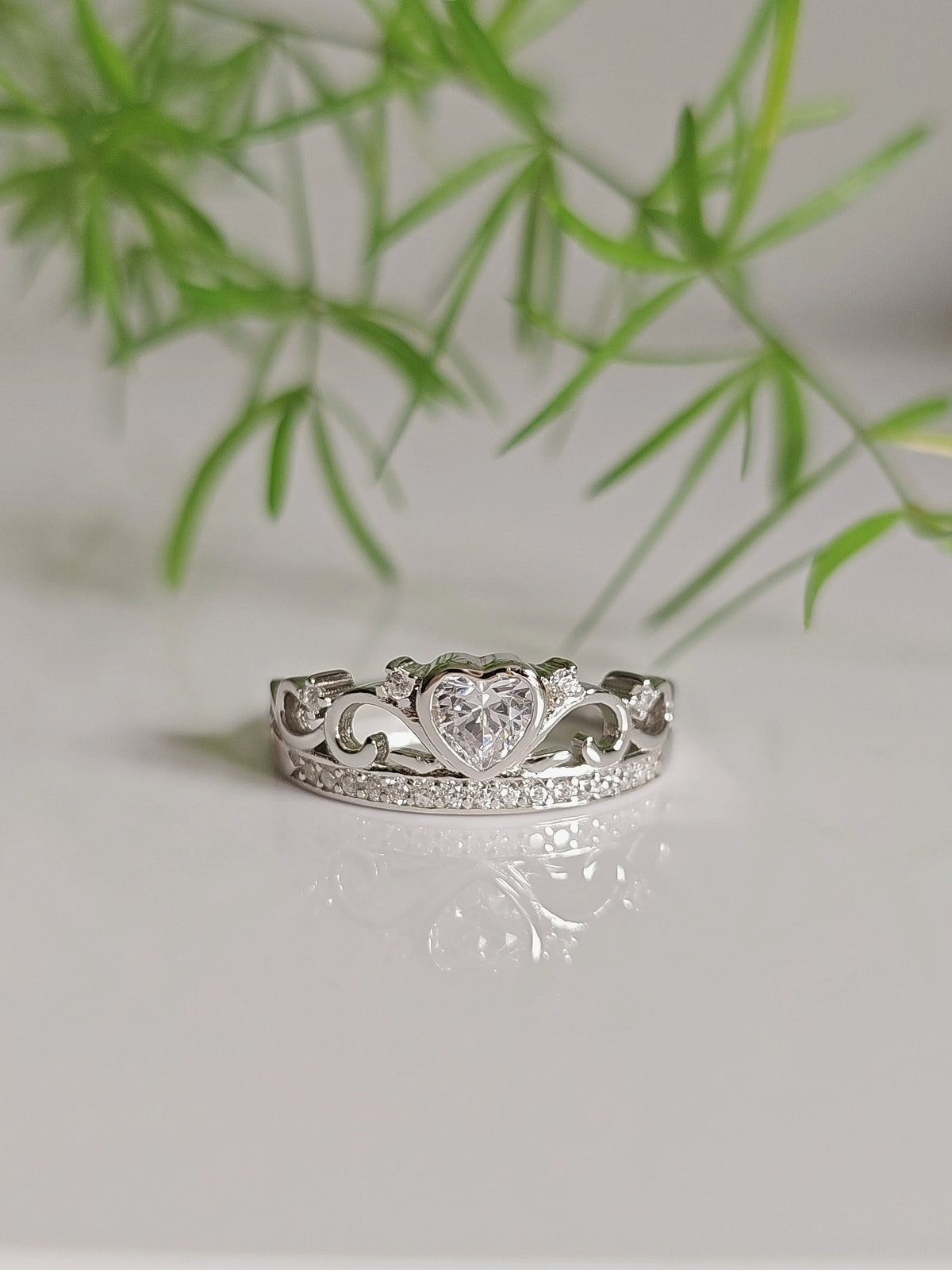 Heart Crown Sterling Silver Ring - view 7