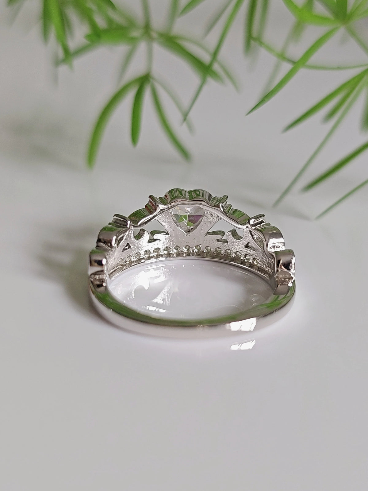 Heart Crown Sterling Silver Ring - view 4