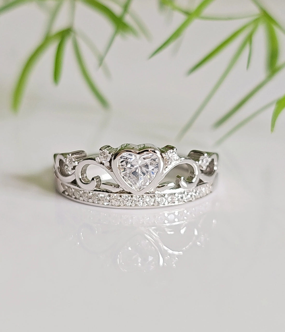 Heart Crown Sterling Silver Ring