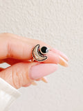 Sterling Silver Crescent Black Onyx Moon Ring - view 7