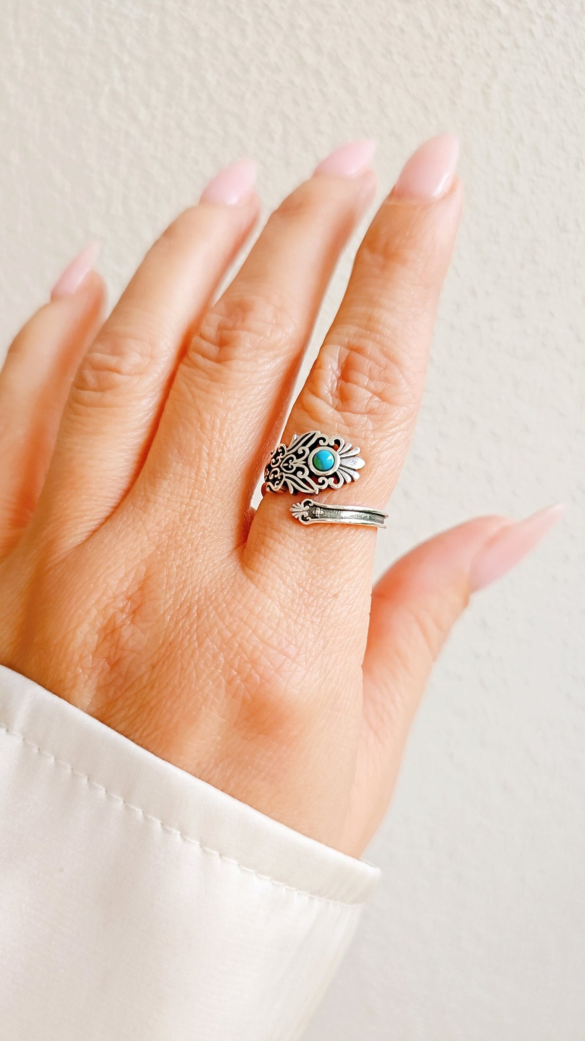 Sterling Silver Genuine Turquoise Paddle Ring - view 6