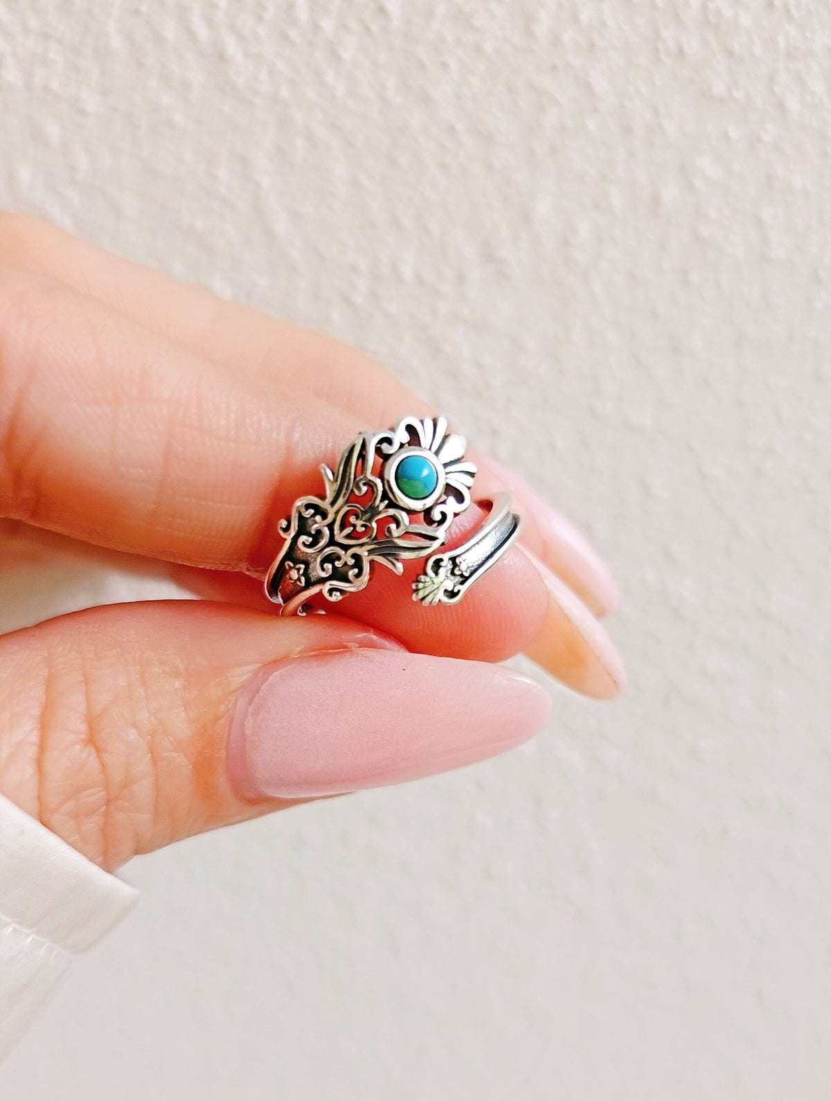 Sterling Silver Genuine Turquoise Paddle Ring - view 4