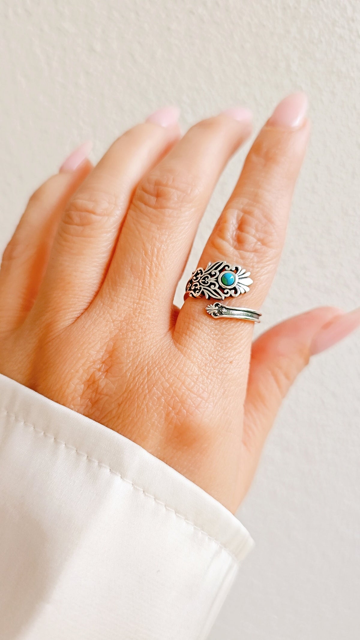 Sterling Silver Genuine Turquoise Paddle Ring - view 9