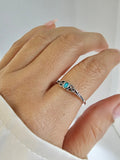 Sterling Silver Minimalist Tiny Turquoise Celtic Ring - view 7