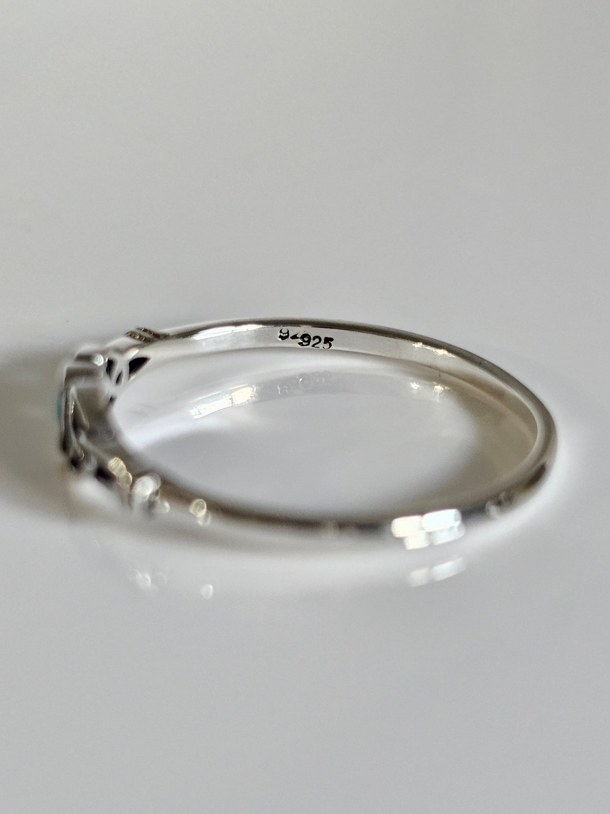 Sterling Silver Minimalist Tiny Turquoise Celtic Ring - view 4