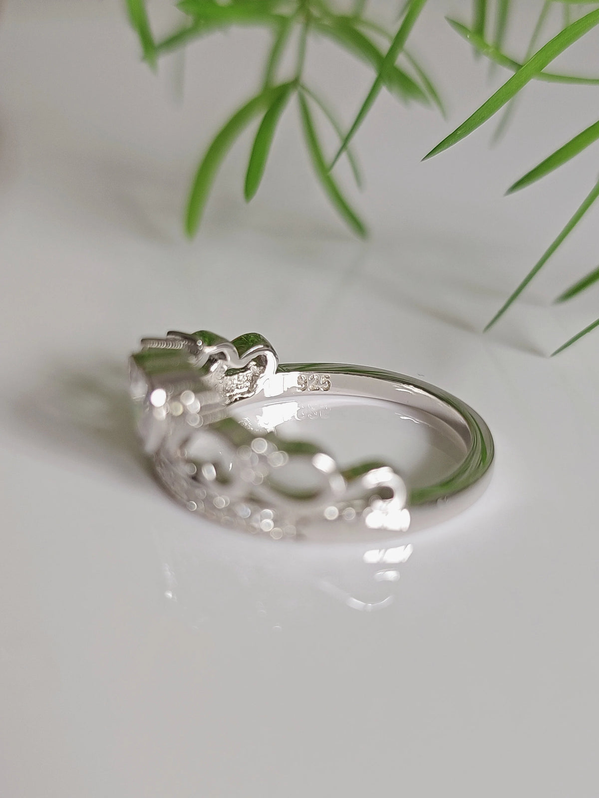 Heart Crown Sterling Silver Ring - view 3
