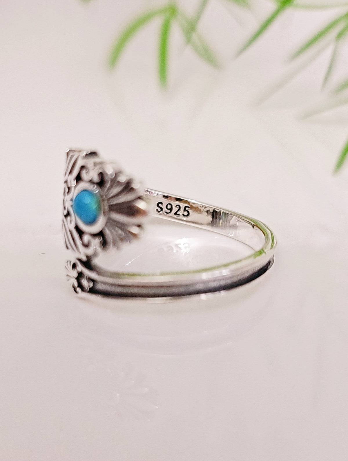 Sterling Silver Genuine Turquoise Paddle Ring - view 3