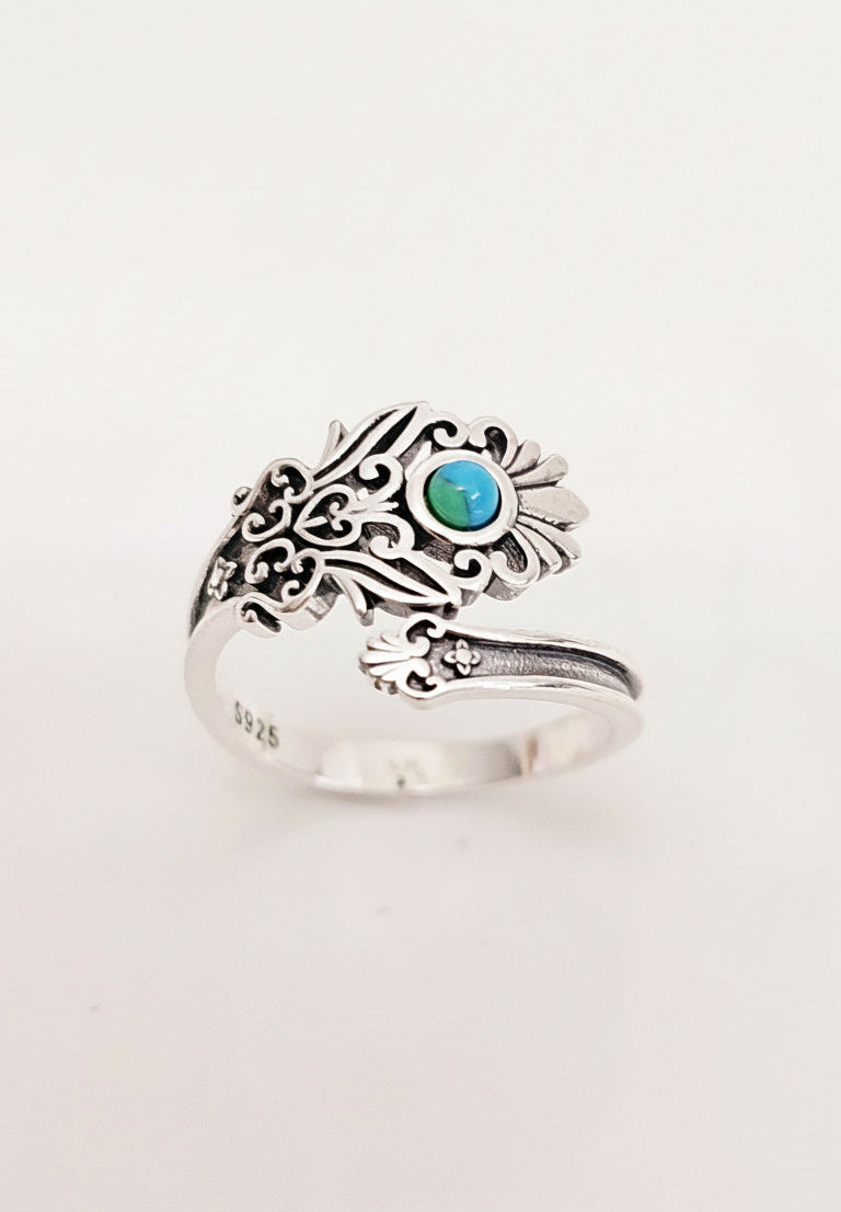 Sterling Silver Genuine Turquoise Paddle Ring - view 5
