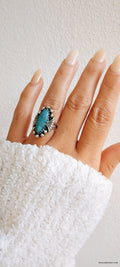 Sterling Silver Vintage Oval Turquoise Bali Ring - view 2