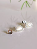 Sterling Silver 925 Mother of Pearl Stud Earrings - view 7
