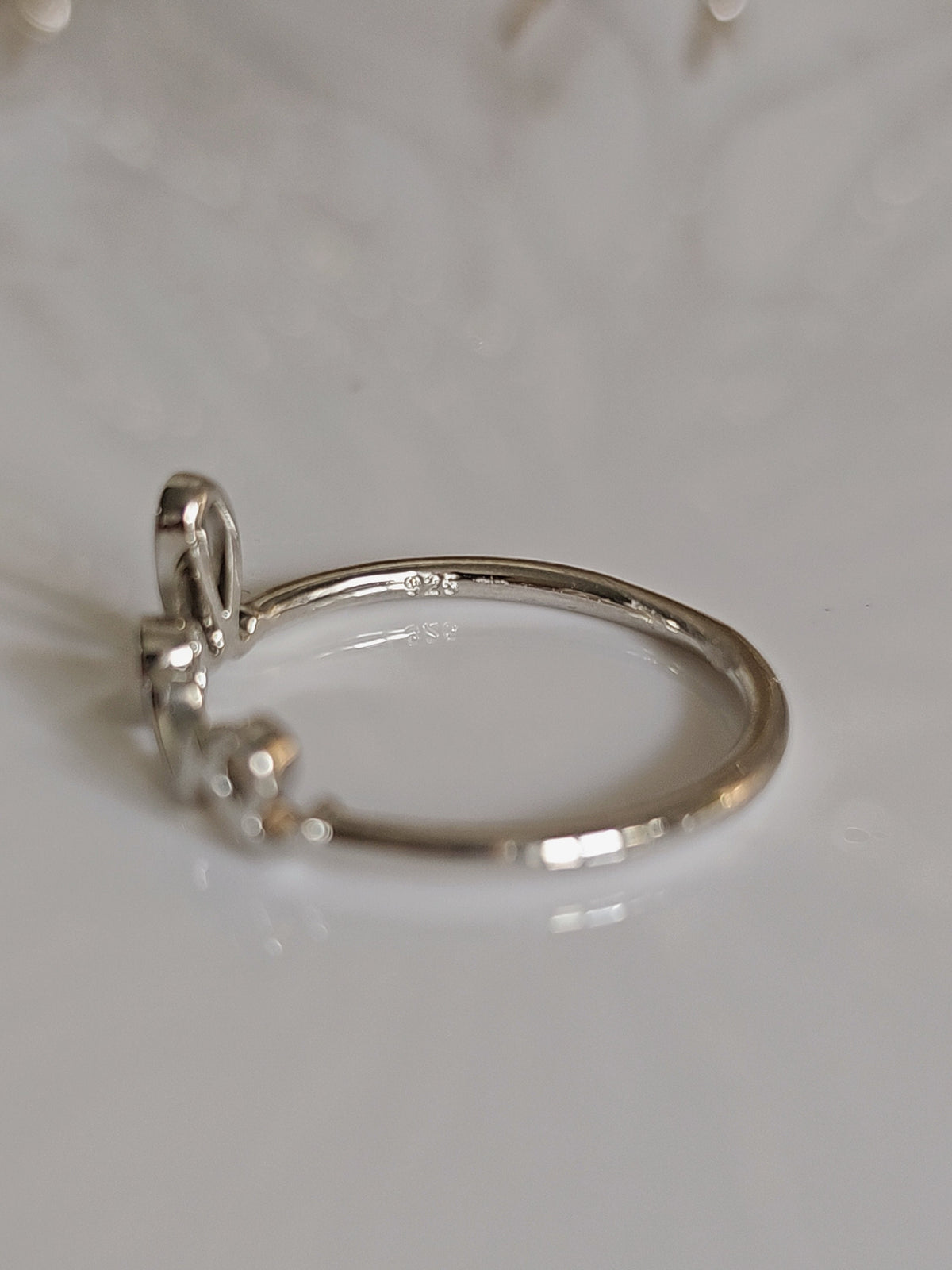 Sterling Silver 925 Love Cursive Script Ring - view 4