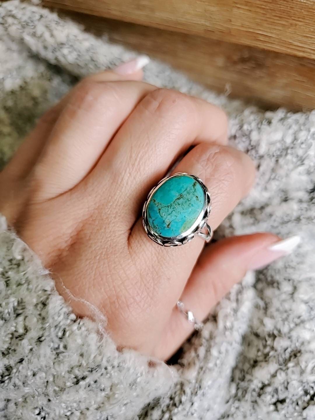 Sterling Silver Natural Turquoise Bold Ring