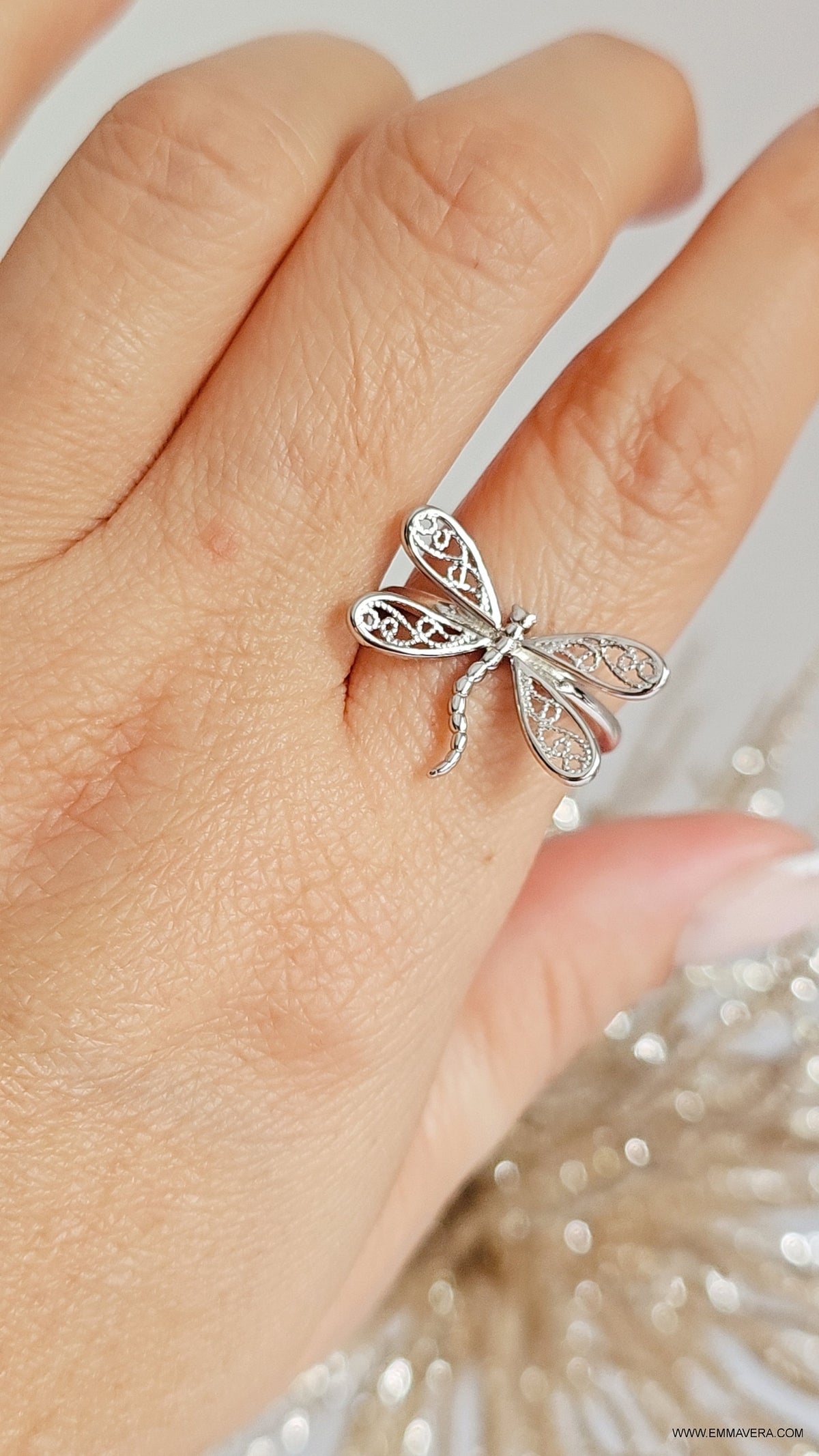 Sterling Silver 925 Dragonfly Ring - view 2