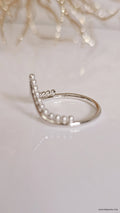 High Polished Beaded Chevron V Ring - view 3