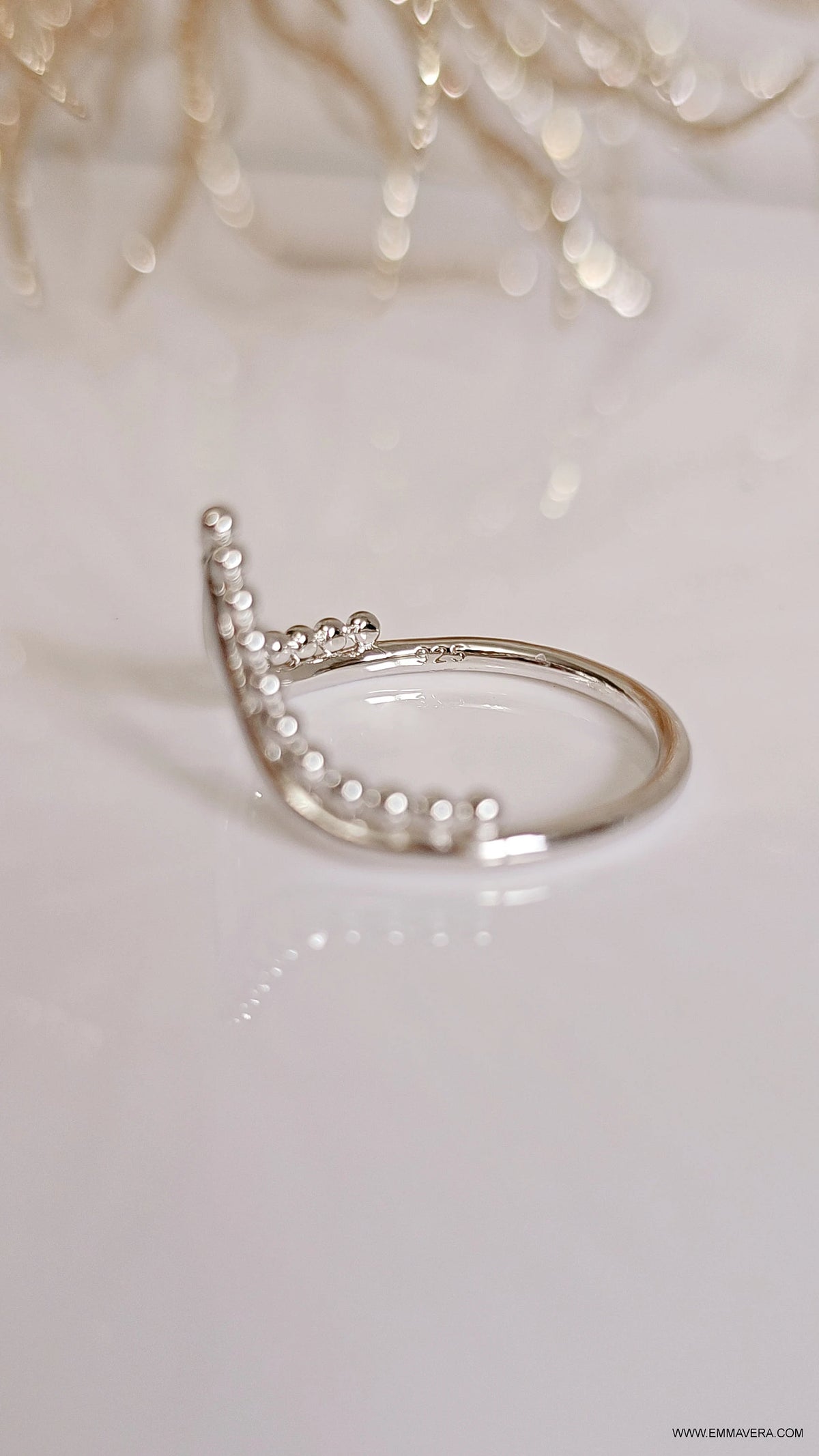 High Polished Beaded Chevron V Ring - view 3