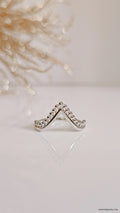 High Polished Beaded Chevron V Ring - view 5
