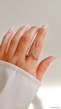 High Polished Beaded Chevron V Ring - view 2
