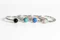 Sterling Silver Beaded Opal Ring Turquoise, Onyx, or Blue Opal