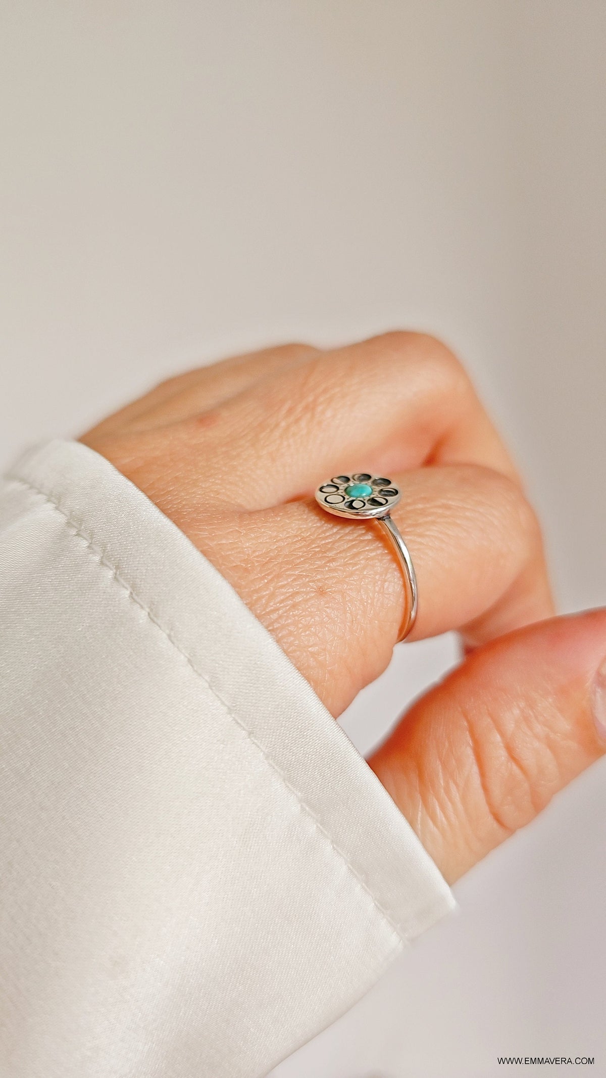 Sterling Silver Moon Phases Turquoise Ring - view 4